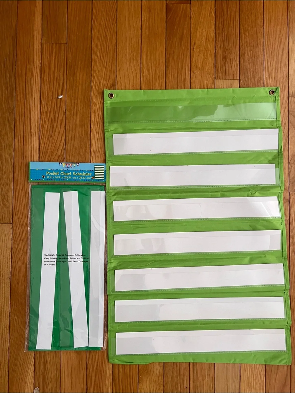 Green Pocket Chart Organizer for Classroom and Home/ set of 2